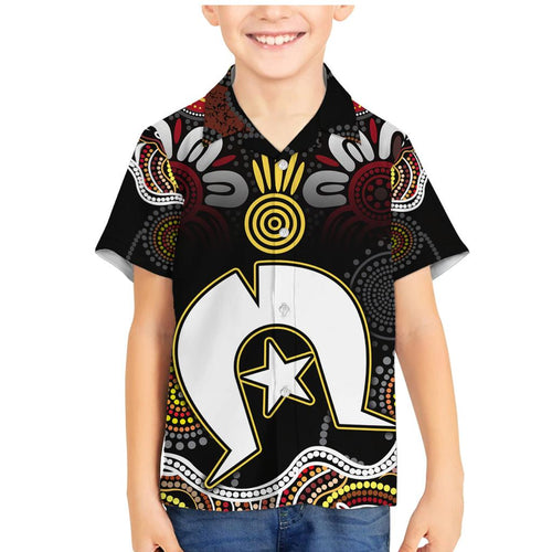 Torest Trait Islands Mix Aboriginal Pattern Family Matching Mermaid Dress and Hawaiian Shirt