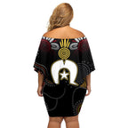 Torest Trait Islands Mix Aboriginal Pattern Family Matching Off Shoulder Short Dress and Hawaiian Shirt