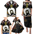 Torest Trait Islands Mix Aboriginal Pattern Family Matching Puletasi and Hawaiian Shirt