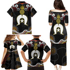 Torest Trait Islands Mix Aboriginal Pattern Family Matching Puletasi and Hawaiian Shirt