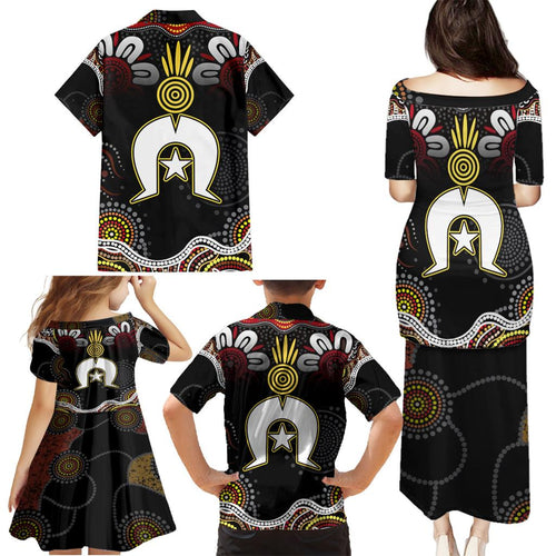 Torest Trait Islands Mix Aboriginal Pattern Family Matching Puletasi and Hawaiian Shirt