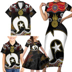 Torest Trait Islands Mix Aboriginal Pattern Family Matching Short Sleeve Bodycon Dress and Hawaiian Shirt