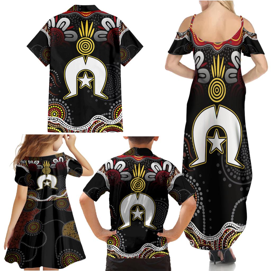 Torest Trait Islands Mix Aboriginal Pattern Family Matching Summer Maxi Dress and Hawaiian Shirt