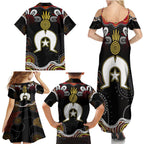 Torest Trait Islands Mix Aboriginal Pattern Family Matching Summer Maxi Dress and Hawaiian Shirt