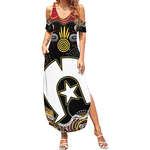 Torest Trait Islands Mix Aboriginal Pattern Family Matching Summer Maxi Dress and Hawaiian Shirt