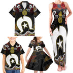 Torest Trait Islands Mix Aboriginal Pattern Family Matching Tank Maxi Dress and Hawaiian Shirt