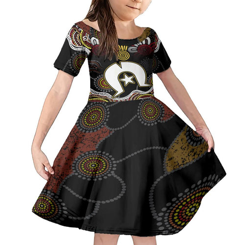 Torest Trait Islands Mix Aboriginal Pattern Family Matching Tank Maxi Dress and Hawaiian Shirt