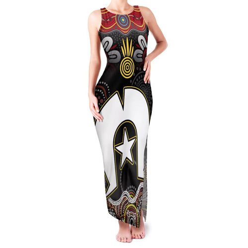 Torest Trait Islands Mix Aboriginal Pattern Family Matching Tank Maxi Dress and Hawaiian Shirt