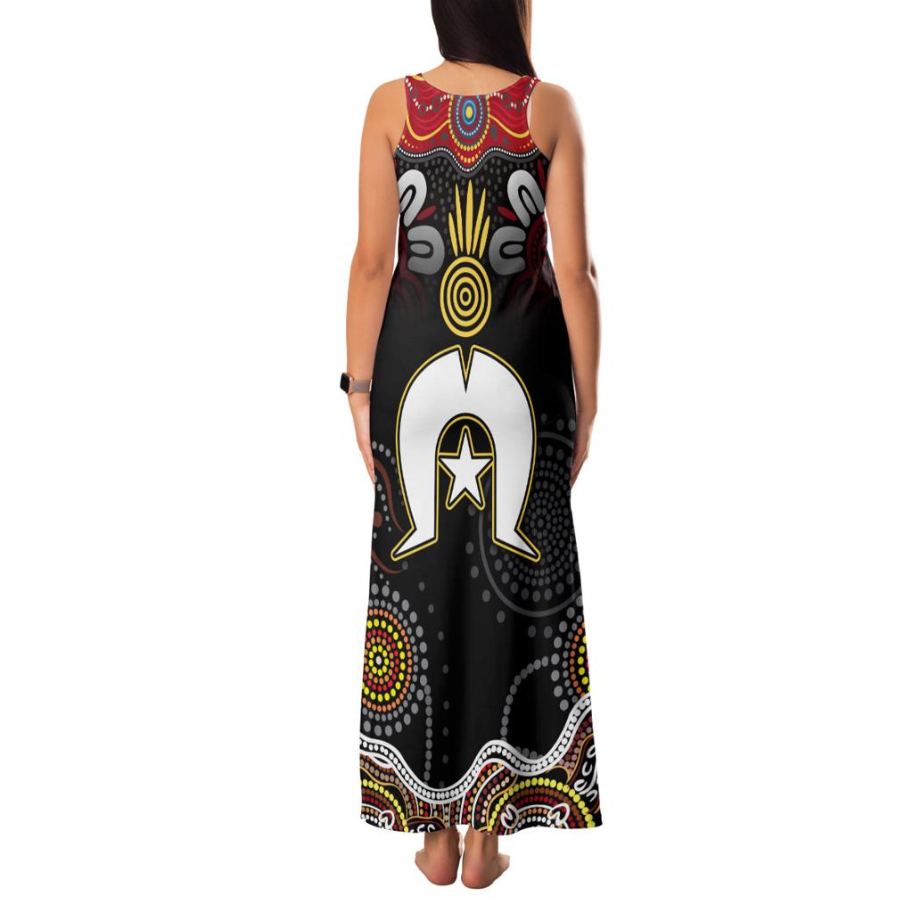 Torest Trait Islands Mix Aboriginal Pattern Family Matching Tank Maxi Dress and Hawaiian Shirt