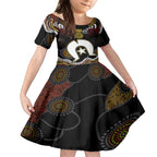 Torest Trait Islands Mix Aboriginal Pattern Kid Short Sleeve Dress