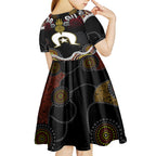Torest Trait Islands Mix Aboriginal Pattern Kid Short Sleeve Dress