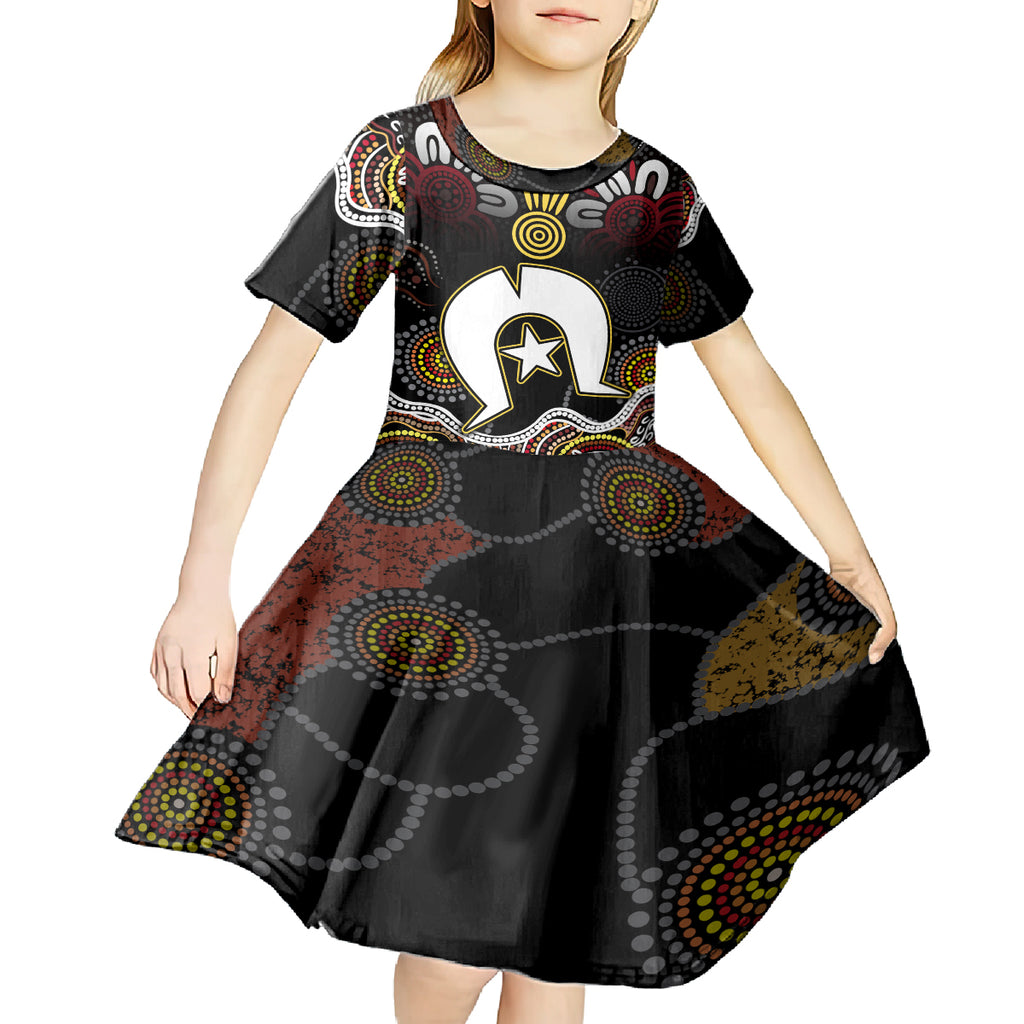 Torest Trait Islands Mix Aboriginal Pattern Kid Short Sleeve Dress