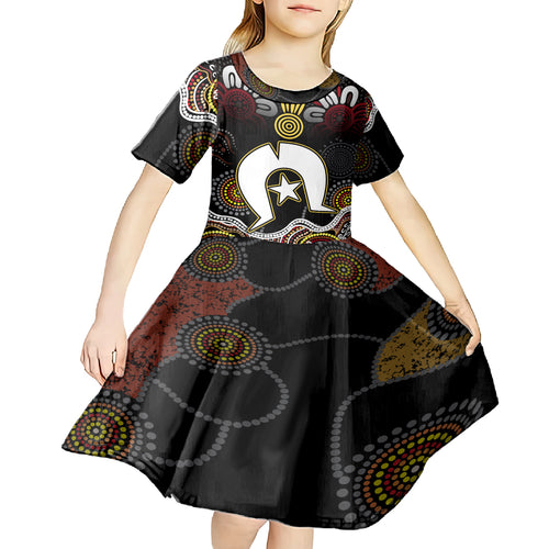 Torest Trait Islands Mix Aboriginal Pattern Kid Short Sleeve Dress
