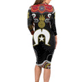 Torest Trait Islands Mix Aboriginal Pattern Long Sleeve Bodycon Dress