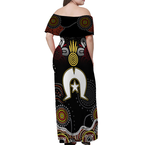 Torest Trait Islands Mix Aboriginal Pattern Off Shoulder Maxi Dress