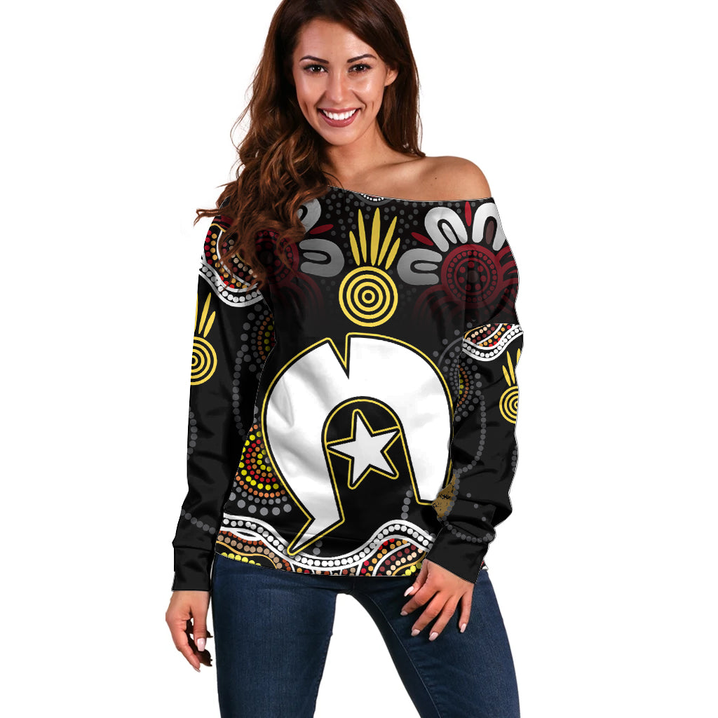 Torest Trait Islands Mix Aboriginal Pattern Off Shoulder Sweater