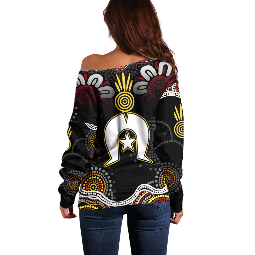 Torest Trait Islands Mix Aboriginal Pattern Off Shoulder Sweater