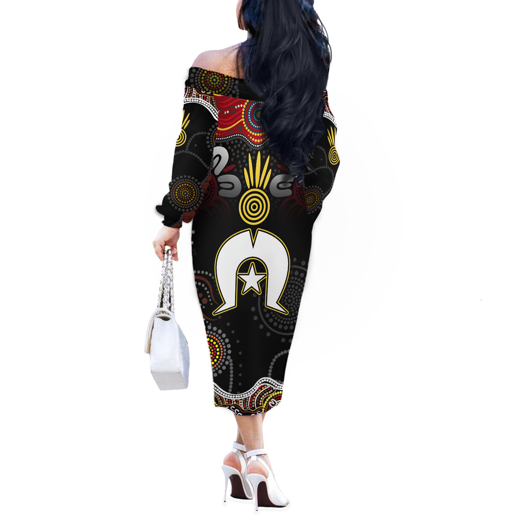 Torest Trait Islands Mix Aboriginal Pattern Off The Shoulder Long Sleeve Dress