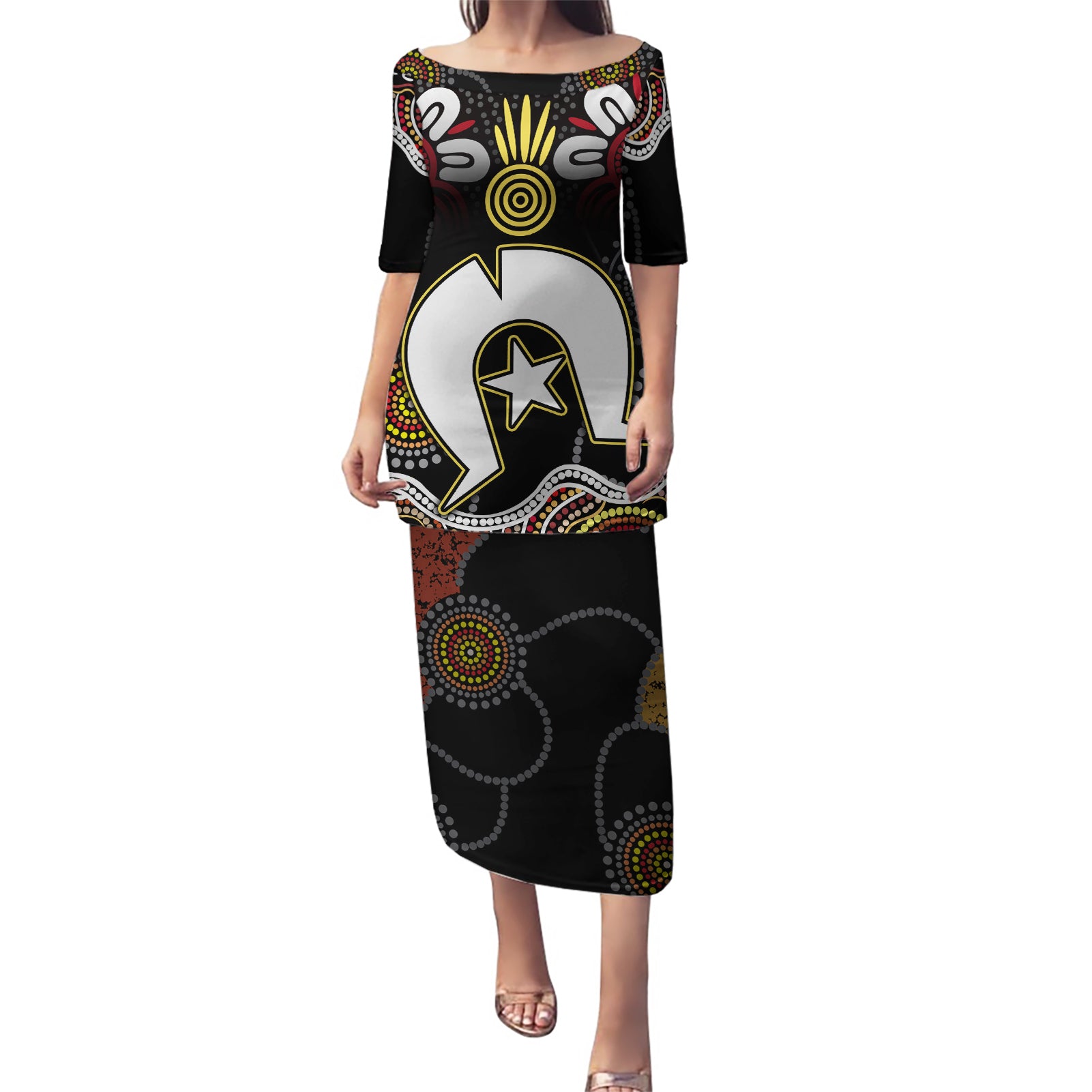 Torest Trait Islands Mix Aboriginal Pattern Puletasi