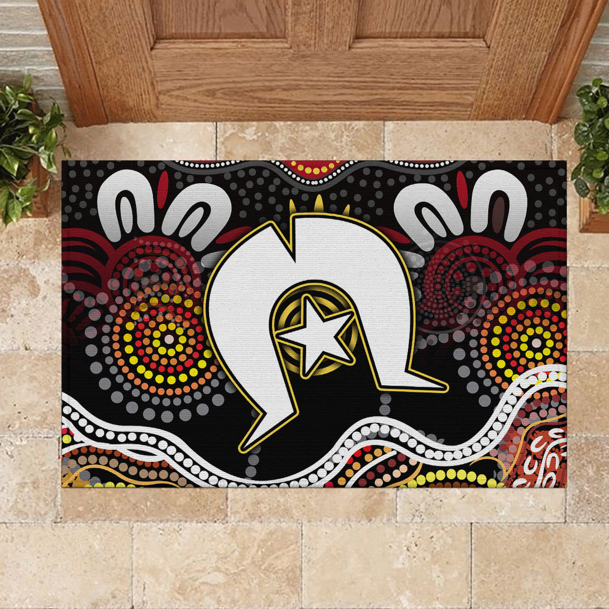 Torest Trait Islands Mix Aboriginal Pattern Rubber Doormat
