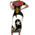Torest Trait Islands Mix Aboriginal Pattern Short Sleeve Bodycon Dress
