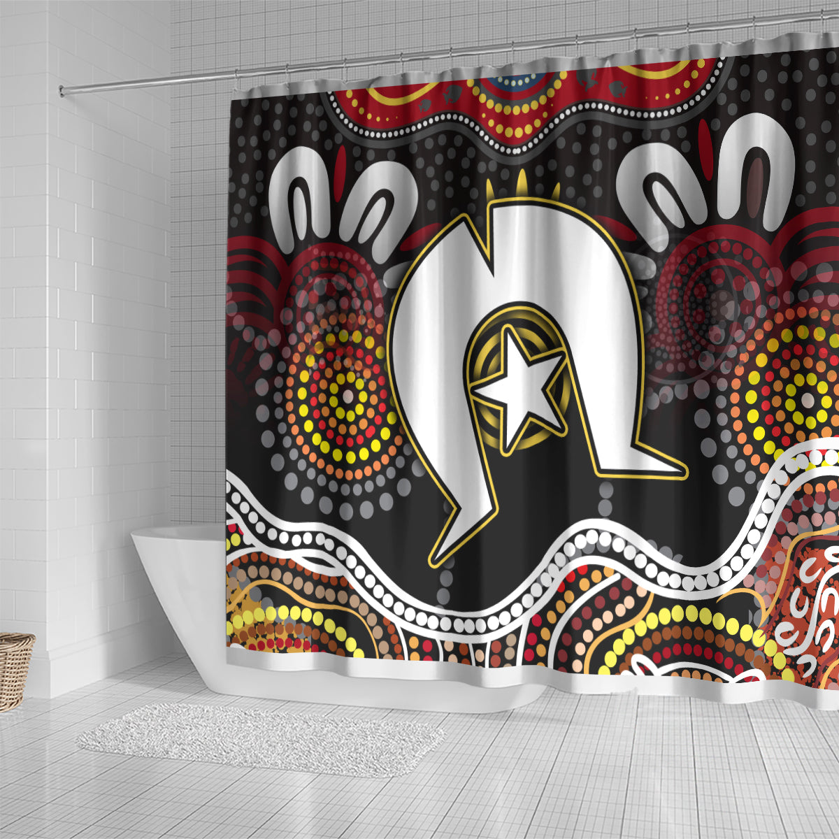 Torest Trait Islands Mix Aboriginal Pattern Shower Curtain