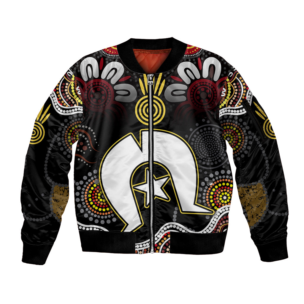 Torest Trait Islands Mix Aboriginal Pattern Sleeve Zip Bomber Jacket