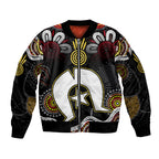 Torest Trait Islands Mix Aboriginal Pattern Sleeve Zip Bomber Jacket
