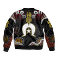 Torest Trait Islands Mix Aboriginal Pattern Sleeve Zip Bomber Jacket