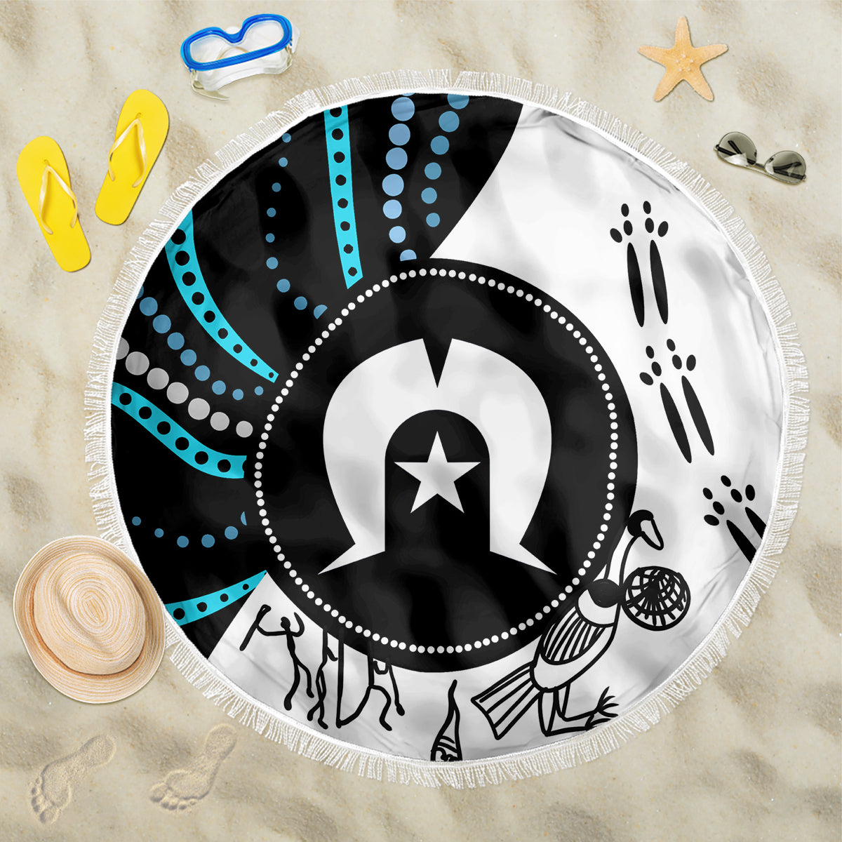 Aboriginal Pattern Torest  Strait Island Beach Blanket