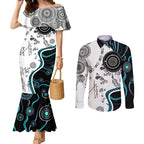 Aboriginal Pattern Torest  Strait Island Couples Matching Mermaid Dress and Long Sleeve Button Shirt