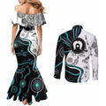 Aboriginal Pattern Torest  Strait Island Couples Matching Mermaid Dress and Long Sleeve Button Shirt