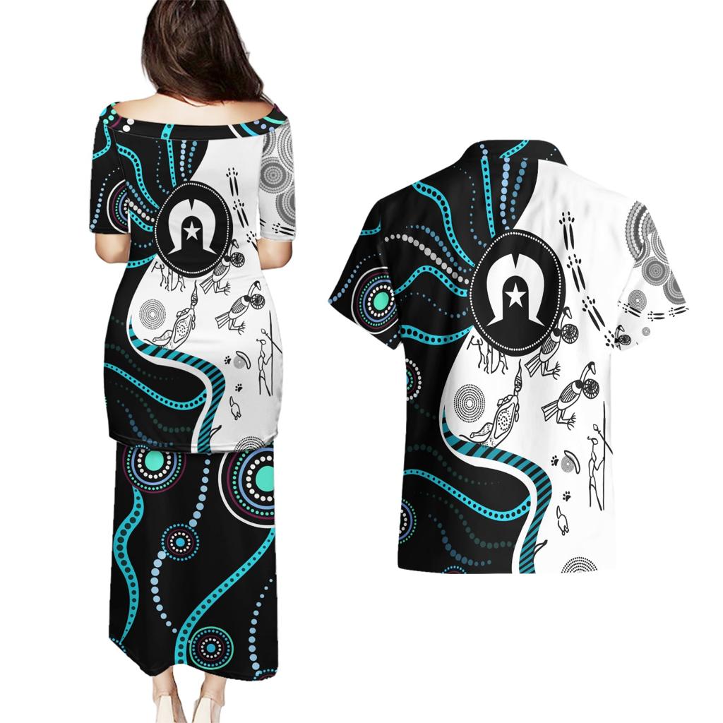 Aboriginal Pattern Torest  Strait Island Couples Matching Puletasi and Hawaiian Shirt