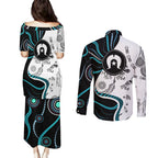 Aboriginal Pattern Torest  Strait Island Couples Matching Puletasi and Long Sleeve Button Shirt
