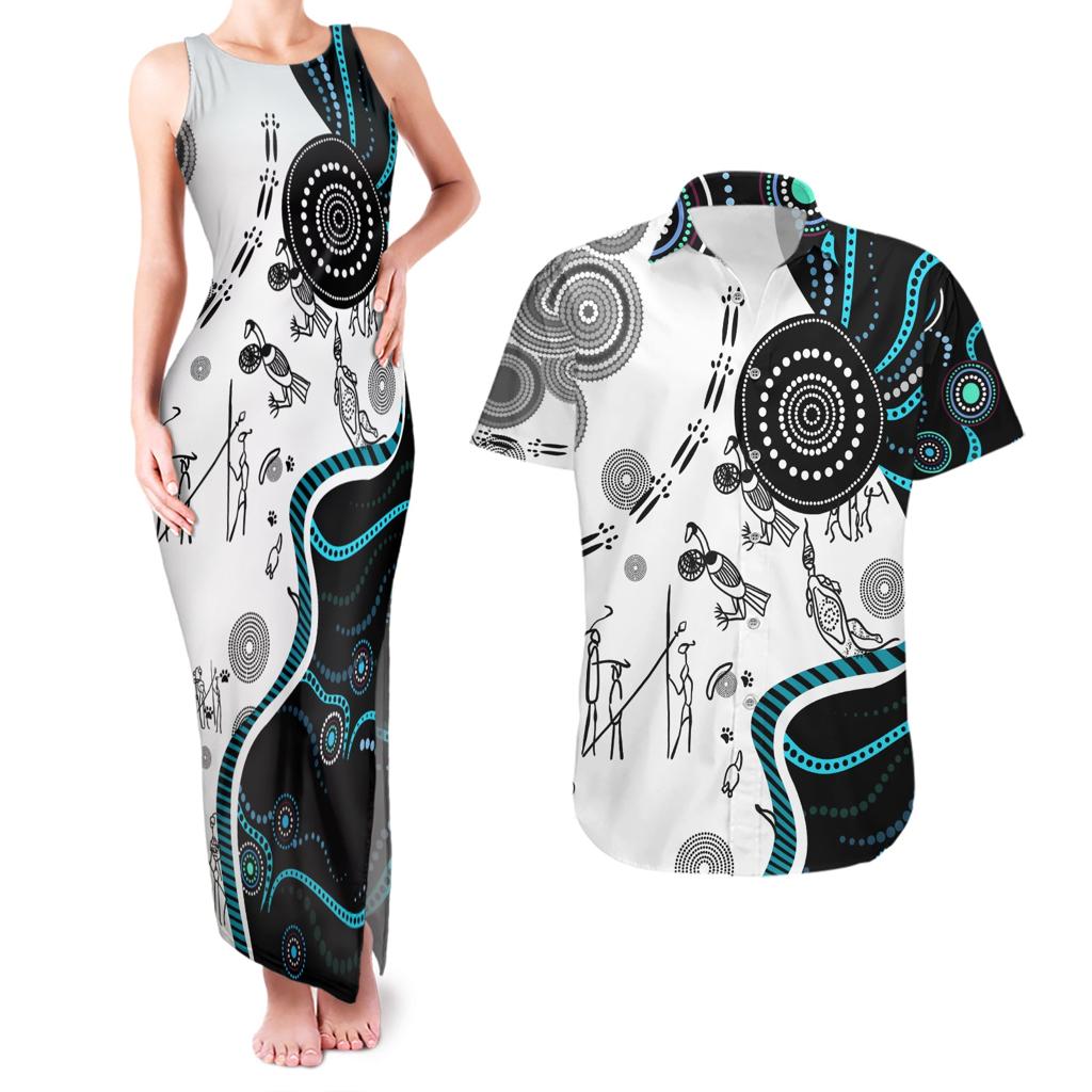 Aboriginal Pattern Torest  Strait Island Couples Matching Tank Maxi Dress and Hawaiian Shirt