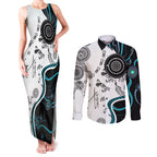Aboriginal Pattern Torest  Strait Island Couples Matching Tank Maxi Dress and Long Sleeve Button Shirt