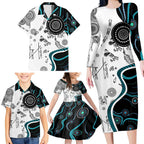 Aboriginal Pattern Torest  Strait Island Family Matching Long Sleeve Bodycon Dress and Hawaiian Shirt