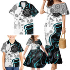Aboriginal Pattern Torest  Strait Island Family Matching Mermaid Dress and Hawaiian Shirt