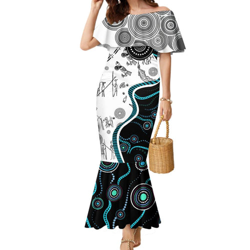 Aboriginal Pattern Torest  Strait Island Family Matching Mermaid Dress and Hawaiian Shirt