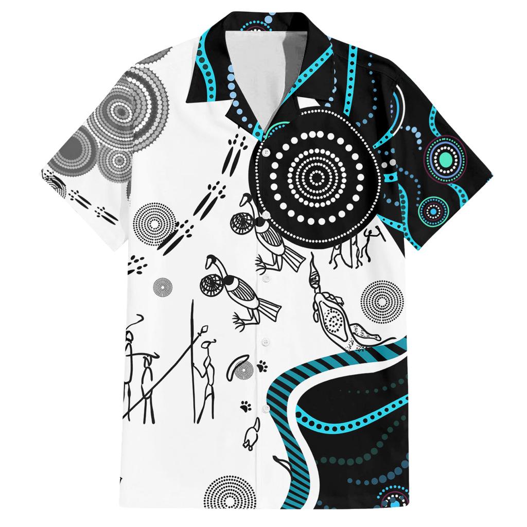 Aboriginal Pattern Torest  Strait Island Family Matching Off Shoulder Short Dress and Hawaiian Shirt