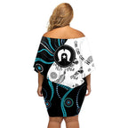 Aboriginal Pattern Torest  Strait Island Family Matching Off Shoulder Short Dress and Hawaiian Shirt