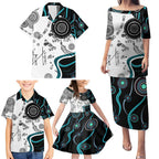 Aboriginal Pattern Torest  Strait Island Family Matching Puletasi and Hawaiian Shirt