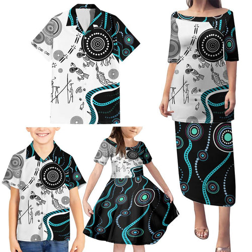 Aboriginal Pattern Torest  Strait Island Family Matching Puletasi and Hawaiian Shirt