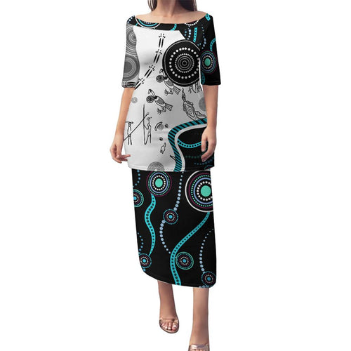 Aboriginal Pattern Torest  Strait Island Family Matching Puletasi and Hawaiian Shirt
