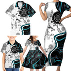 Aboriginal Pattern Torest  Strait Island Family Matching Short Sleeve Bodycon Dress and Hawaiian Shirt