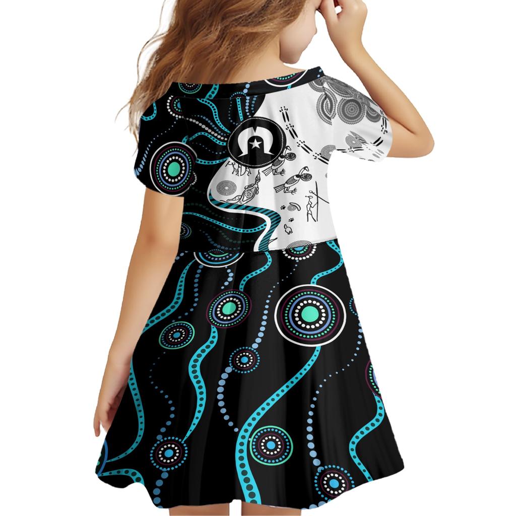 Aboriginal Pattern Torest  Strait Island Family Matching Short Sleeve Bodycon Dress and Hawaiian Shirt