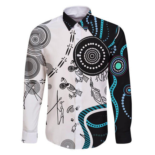 Aboriginal Pattern Torest  Strait Island Family Matching Short Sleeve Bodycon Dress and Hawaiian Shirt