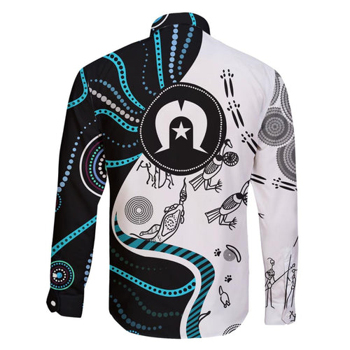Aboriginal Pattern Torest  Strait Island Family Matching Short Sleeve Bodycon Dress and Hawaiian Shirt