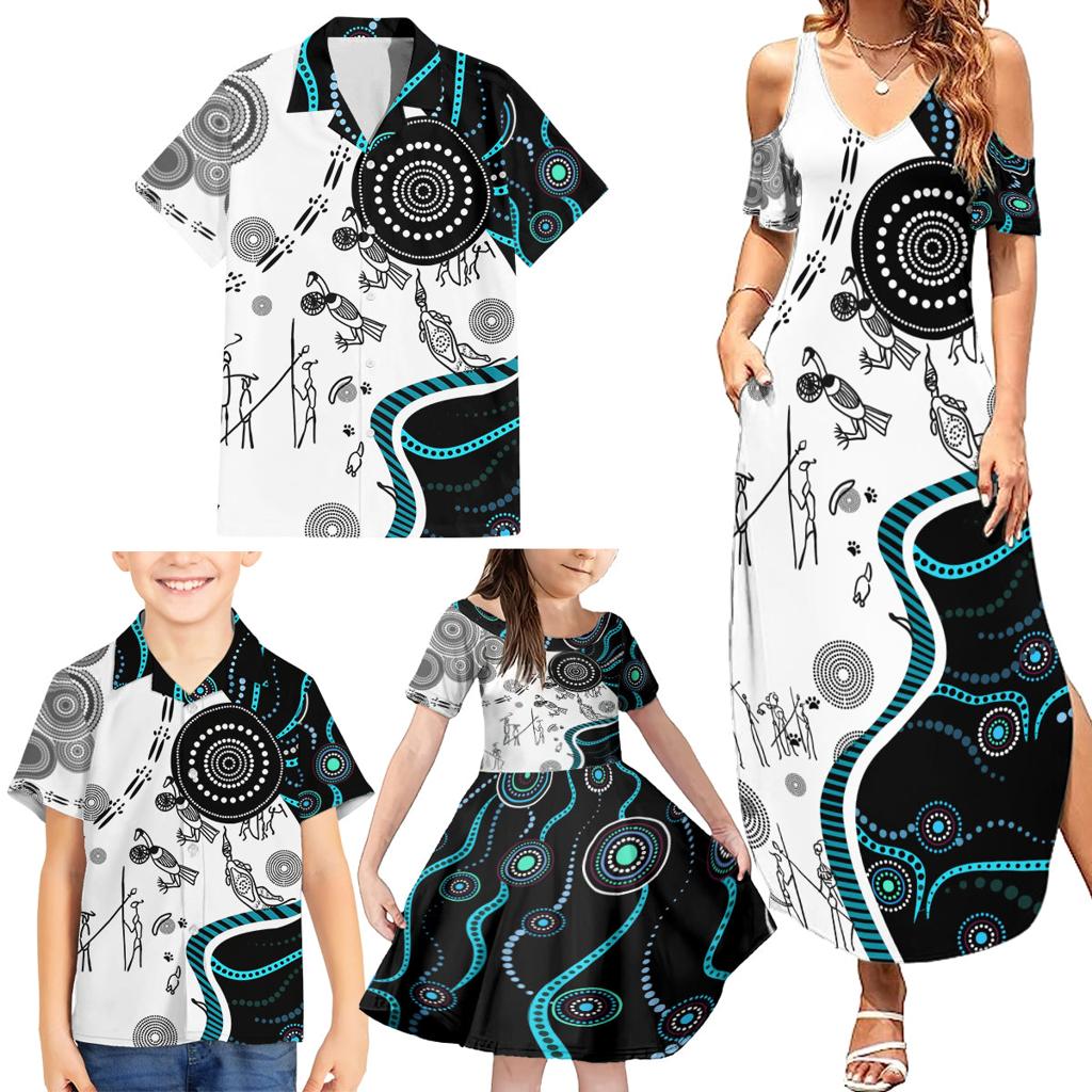 Aboriginal Pattern Torest  Strait Island Family Matching Summer Maxi Dress and Hawaiian Shirt