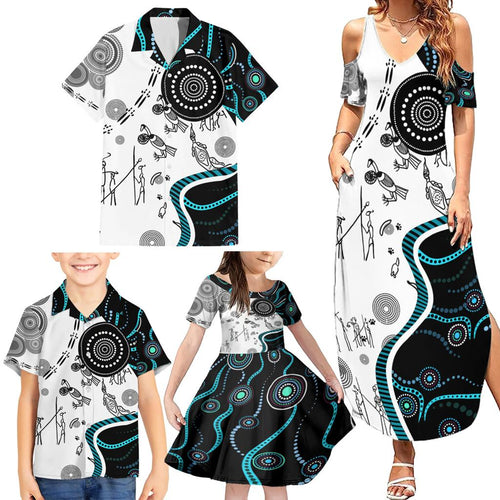 Aboriginal Pattern Torest  Strait Island Family Matching Summer Maxi Dress and Hawaiian Shirt